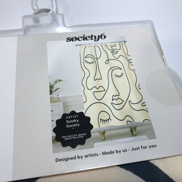 Abstract Art Shower Curtain Minimalist Faces Society6 - Picture 3 of 7